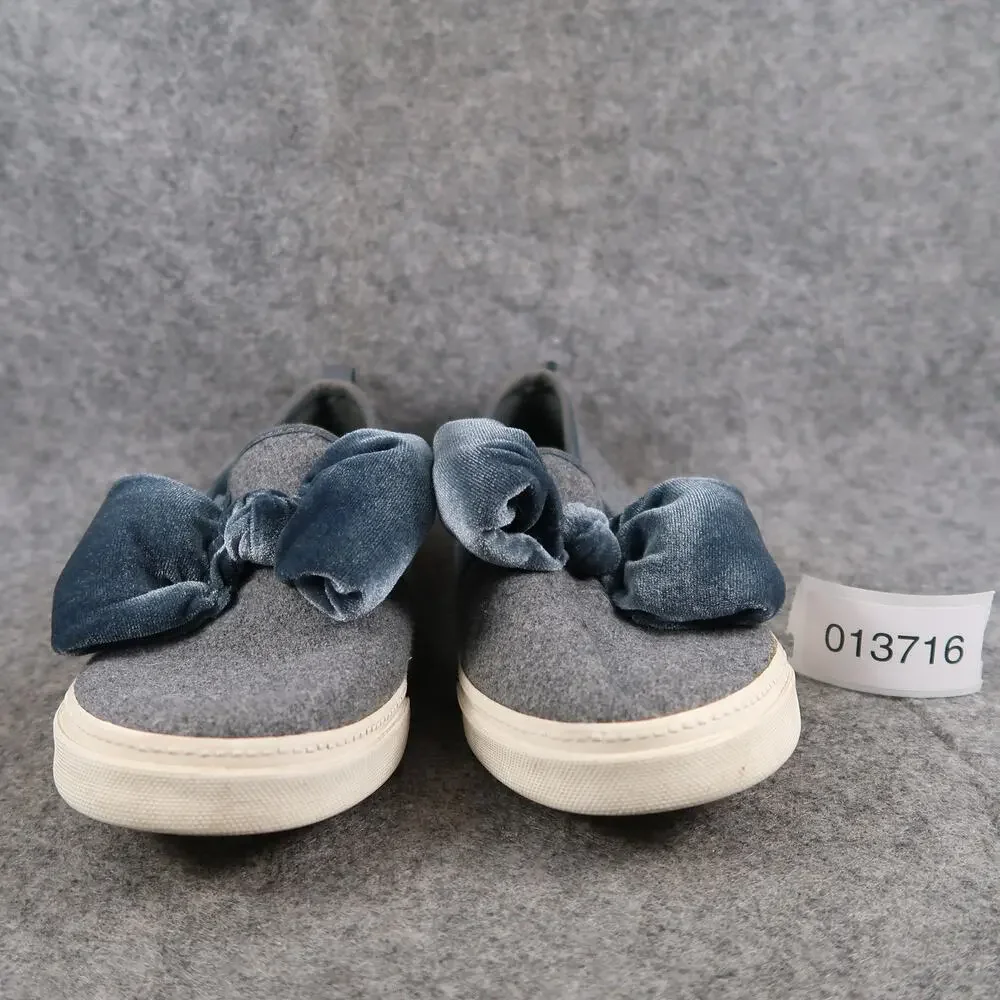 Gymboree Shoes Kids 4 Casual Sneakers Slip On Velvet Bow Fashion Lifestyle Grey